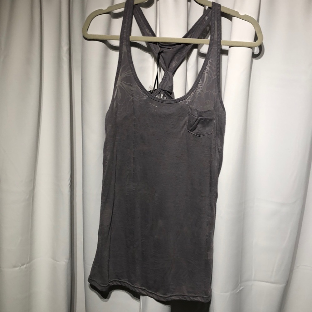 Sheer gray flower racerback
